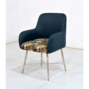 Chaise de salle à manger moderne en bois de teck et tissu capitonnée pour la maison, le bureau et le bar à domicile, fabrication artisanale en gros - Product Image 1