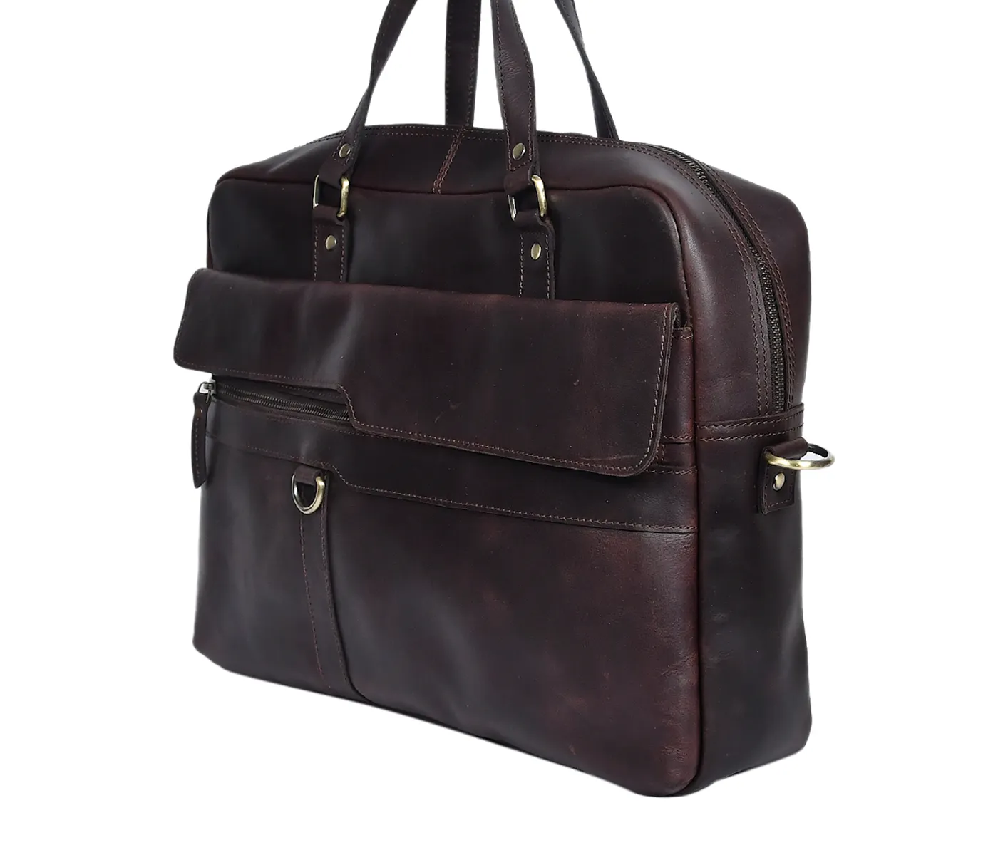 new brown color pure leather messenger bag with extra storage solid laptop bag accessories by anam exim