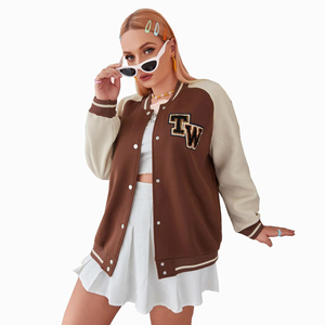 Veste universitaire pour femmes Coton Polyester | Blouson aviateur de baseball universitaire personnalisé OEM ODM avec broderie et poignets côtelés - Product Image 5