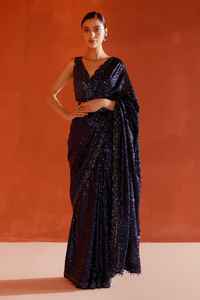 Nouveau designer ethnique complet sari de fausse georgette avec pallu floral lourd pour mariage porter des bandanas en soie inclus - Product Image 2