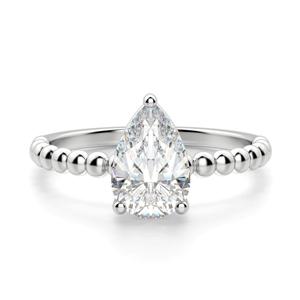 1,30 TCW Pear Cut Solitaire Moissanite Ring para mujer Compromiso Anillo de plata esterlina - Product Image 1