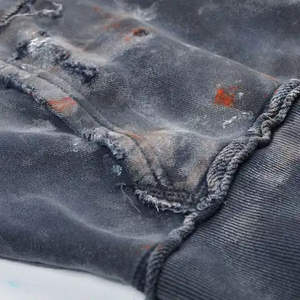 เสื้อฮู้ดดี้ผ้าฝ้ายเฟรนช์เทอร์รี่เนื้อหนา 100% แบบยูนิเซ็กซ์ สไตล์วินเทจฟอกสีซีดแบบย้อมกรด  สำหรับผู้ชาย  รับผลิตตามแบบ OEM  ลายพิมพ์สำหรับฤดูหนาว - Product Image 3