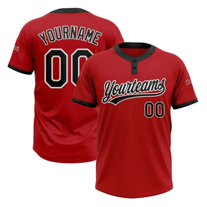 Venta caliente personalizado sublimado camisetas de béisbol patrón sólido dos botones béisbol Softball desgaste tallas grandes logotipo frontal colocación - Product Image 2