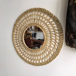 <b>Small</b> braided seagrass <b>mirror</b> open weave sea grass raffia <b>mirrors</b> indoor space decor centerpiece - Product Image 5