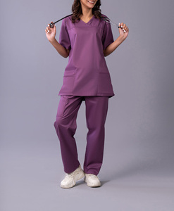 Conjuntos de Uniformes Quirúrgicos de Manga Corta de Mezclilla de Secado Rápido con Logotipo Personalizado, Uniformes Médicos para Hospitales, Enfermeras, Doctores, Unisex - Product Image 3