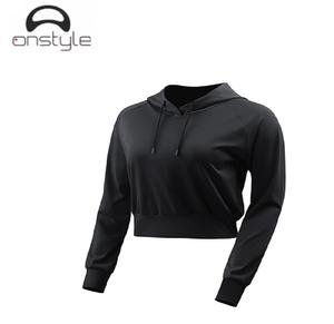 Wholesale Cotton <b>Ladies</b> Blank GYM <b>Long</b> Sleeve Tracksuit Crop <b>Tops</b> Crop <b>top</b> Sweatshirt Custom LOGO Cropped Hoodie for Women - Product Image 1