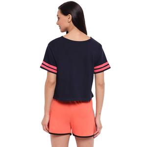 Chándal informal de manga corta con logotipo personalizado para mujer, Camiseta de cuello redondo, conjunto de pantalones cortos, chándal, conjuntos de dos piezas - Product Image 5
