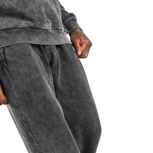 Ensemble pantalon de survêtement et jogging à capuche en broderie éponge de haute qualité avec logo personnalisé Survêtement avec fermeture éclair et lavage à l'acide pour hommes - Product Image 6