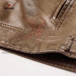 Chaqueta de cuero de crucero de tendencia para hombre, elegante abrigo de cintura de cuero real con cuello levantado, cierre de cremallera, Top informal para invierno - Product Image 4