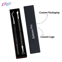 Vente chaude Poussoirs À Cuticules Noir Double Extrémité Poussoir À Cuticules Outil Tondeuse À Cuticules En Acier Inoxydable Nail Cleaner - Bahasa Pro