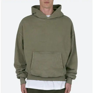 Sudadera con Capucha de Algodón de Super Calidad, Sudadera Extra Grande para Hombre, Sudadera con Capucha de Color Sólido con Lavado Ácido para Hombre - Product Image 1