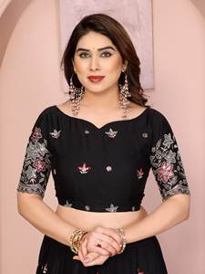 Nuevo diseñador Star Georgette Lehenga Choli con Dupatta Set Trabajo de bordado de estilo moderno para fiesta - Product Image 5