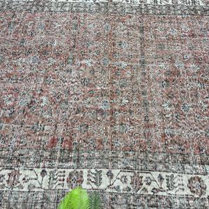 6.7x10 ft Turkish Rug, Vintage Rug, <b>Brown</b> Ombr <b>Wool</b> Rug - Product Image 5