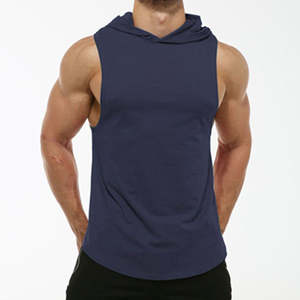 Wholesale <b>Sleeveless</b> <b>Hoodies</b> Tank Top <b>Men's</b> Polyester Gym Shirt Hood Muscle <b>Men</b> Vest Gym Wear Workout Sport Vest - Product Image 3