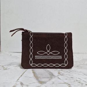 Mini bolsa de almacenamiento de cuero genuino delgada portátil, bolsa de almacenamiento de lápiz labial para auriculares extruido con resorte, bolsa para sobres de dinero, bolso de mano - Product Image 1