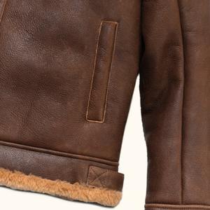 Custom Luxury Shearling <b>Jacket</b> Warm Thick Winter <b>Jacket</b> <b>Genuine</b> Sheepskin <b>Leather</b> Fur <b>Jacket</b> For <b>Men's</b> - Product Image 5