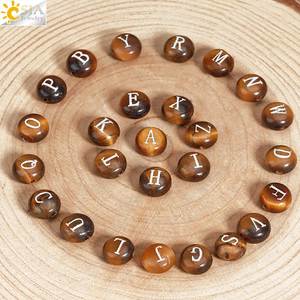 CSJA accessori per gioielli <span class=keywords><strong>pietre</strong></span> preziose perline sciolte Charm pietra naturale A-Z cristallo 26 lettere iniziali perline per braccialetto anello - Product Image 4