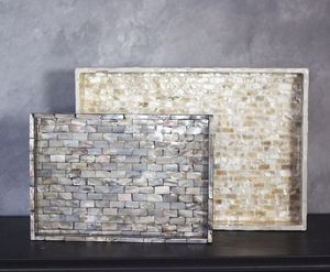 Bandeja de nácar blanca, mosaico cuadrado, bandeja rectangular para servir, mesa de café para desayuno, bandeja de regalo decorativa, patrón de Metal redondo - Product Image 4