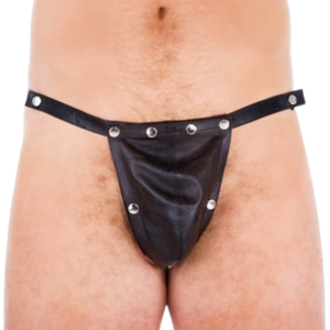 Suspensorio de Cuero con Doble Hebilla, Negro, Cuero Sintético, Talla Única, Ropa Interior Fetiche - Product Image 3