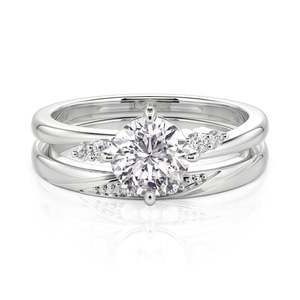 Jeulia Classic Bypass Round Cut Diamond Engagement <b>Ring</b> <b>Set</b> - Product Image 1