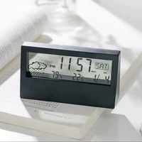 Horloge numérique électronique de bureau intelligente, calendrier, alarme, fonction snooze, température, humidité, design moderne transparent minimaliste