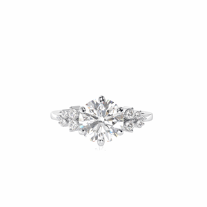 Bague de fiançailles en diamant rond de style fantaisie pour elle - Product Image 5