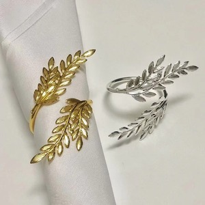 Servilletero de hoja de Metal de lujo para mesa de fiesta de boda rústica ajuste Hotel comedor estilo botánico accesorio - Product Image 2