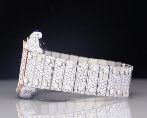 Haute Qualité De Luxe Analogique Jaune Moissanite Diamant Montre VVS Clarté Étanche 42mm Verre Cadran En Acier Inoxydable Glacé - Product Image 2