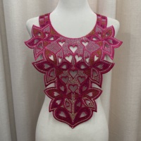 Nouvelle Collection : Accessoire de Mode de Haute Qualité, Grand Col Floral en Tissu Brodé Creux avec Strass Thermocollants