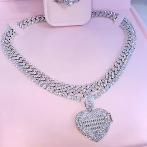 Diseño de moda laboratorio grande crecido 8mm 12mm 925 plata esterlina VVS Real Moissanite diamante enlace cadena collar cubano - Product Image 4