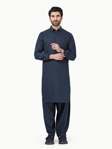 Respirant musulman hommes été 100% coton Shalwar Kameez nouvelle mode à manches longues conception simple - Product Image 3