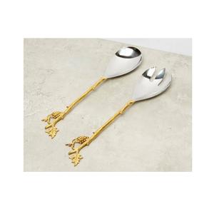 Juegos de cubiertos para servir ensaladas de tendencia con mango tejido de caña para Hotel, juegos de cubiertos para servir ensaladas de tamaño personalizado para restaurante - Product Image 2