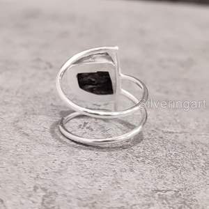 Anillo de Plata de Ley 925 con Granate Natural, Piedra Natalicia de Enero, Doble Banda, Regalo de San Valentín, Joyería Hecha a Mano - Product Image 6