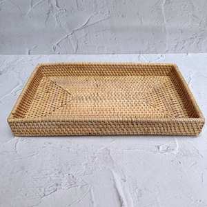 Juego de bandejas de mimbre hechas a mano, bandejas decorativas para servir para mesa de cocina, organizador de comedor - Product Image 6