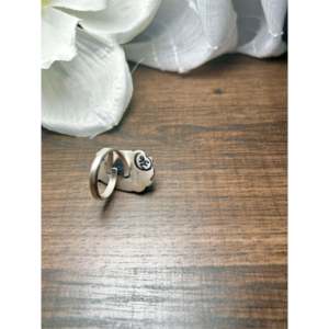 Kobe Martinez White Water Turquoise Sterling Silver <b>Adjustable</b> <b>Ring</b> Fashionable Stainless Steel Jewelry Cut Diamond Shape Bezel - Product Image 4