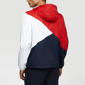 Couleur contrastée Service Design Personnalisé Hommes Enduit Street Style 100% Polyester Nylon Imperméable Fermeture Éclair Veste À Capuche - Product Image 5