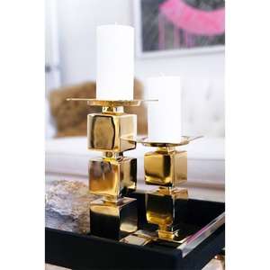 Bougeoir décoratif en aluminium finition dorée produit artisanal table d'amélioration avec art traditionnel indien - Product Image 4