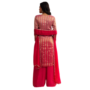 เซ็ตปาลาสเซ็ตปักลายเนื้อเยื่อสีชมพูเครื่องแต่งกายตามชาติพันธุ์ของผู้หญิงเสื้อผ้าตามสั่ง - Product Image 5