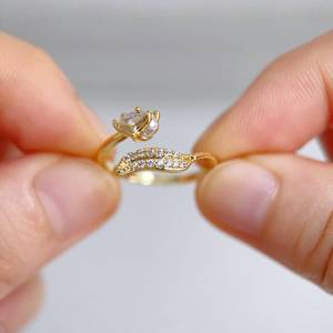 925 Sterling <b>Silver</b> 14K Gold Vermeil Cubic Zirconia Studded Fox <b>Ring</b> <b>Adjustable</b> Band Minimalist Christian Birthday Gifts Animal - Product Image 2