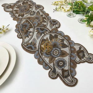 Camino de Mesa Bordado de Alta Gama de 36 Pulgadas con Cuentas de Vidrio para Decoración de Eventos de Lujo - Product Image 5