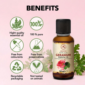 Huile Essentielle de Géranium Parfumé Aromatika 50ml 100% Pure Naturelle Feuilles Séchées Distillées à la Vapeur Aromathérapie Florale - Product Image 3