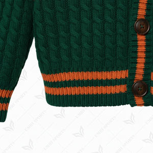 Suéter Cárdigan Informal Verde Naranja de Diseño para Mujer, Cuello en V, Tejido de Punto, Logotipo Personalizado en la Parte Delantera, 100% Lana - Product Image 5