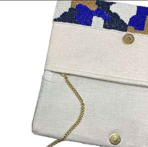 Luxury Royal Blue Camo <b>Beaded</b> <b>Handbag</b> Crossbody Chained Clutch Evening Party Fashionable Crystal Rhinestone Envelope Pattern Bag - Product Image 4