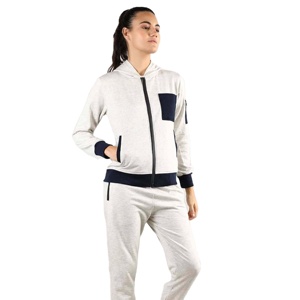 womens zip up <b>tracksuit</b> set with joggers custom logo womens sportswear set supplier - Product Image 4