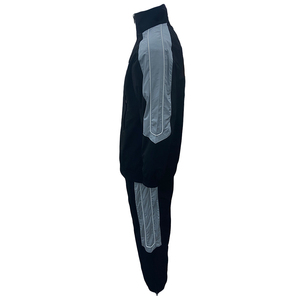 Chándal de nailon personalizado para hombre, conjunto deportivo para correr de retazos, conjunto de carga con logotipo bordado, jersey para correr, conjunto cortavientos con cremallera de 2 piezas - Product Image 3
