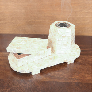 Quemador de incienso Bakhoor de perla madre auténtica, soporte de incienso de madera exquisito con tapón de anís estrellado para las tradiciones árabes de primavera - Product Image 4