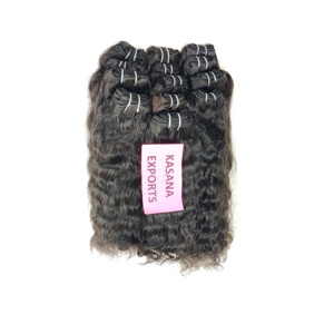 100% Extensions de cheveux indiens vierges naturels cuticule brute alignée Double trame Machine noir femmes Style vagues boucles prix bon marché - Product Image 4