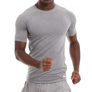 Haut de course à compression à séchage rapide pour hommes, vêtements de sport d'été, logo avant pour exercices en plein air, protection contre les éruptions cutanées. - Product Image 1