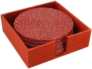 Ensemble de dessous-de-verre perlés, motif à carreaux multicolore, broderie de perles de verre, dessous-de-verre pour tasse, décoration de table faite à la main, set de table - Product Image 3