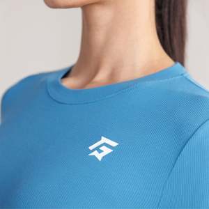Blue for Dynamic Grip Sports <b>Crop</b> <b>Top</b> with Comfortable Fit and <b>Support</b> - Product Image 4